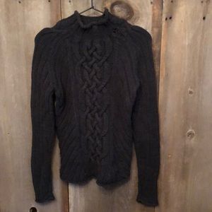 Gap Gray Cable Knit Sweater Mock Neck Medium